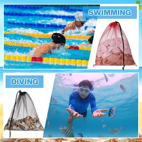 LEIFIDE 6 Pcs Diving Bag, Nylon Mesh Drawstring Bags for Snorkeling Swimming Gear