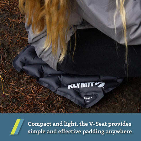 Klymit V Seat - Lightweight Inflatable Travel Cushion for Camping, Bleachers, or Glassing Pad, Gray