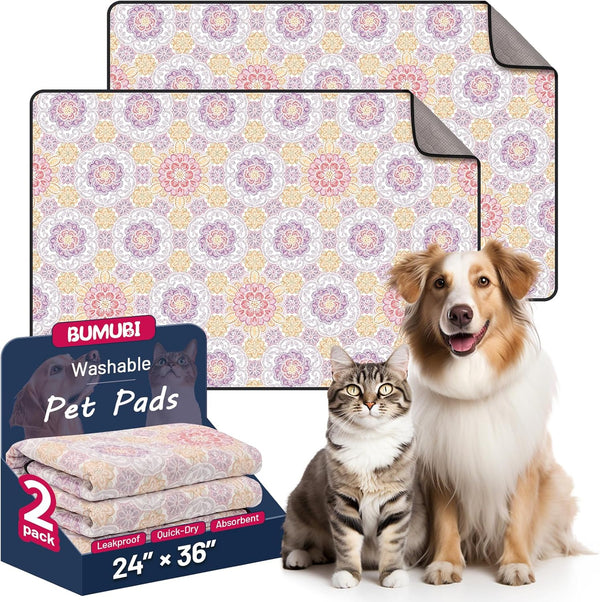 Washable Dog Pee Pads - Absorbent Reusable Puppy Training Pads, Waterproof Leak