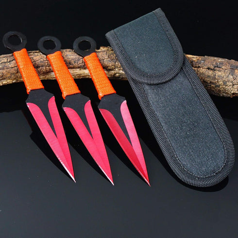 Tactical Knife Survival Hunting Knife Set - 6.75" Ninja Kunai Throwing Knives, Razor Sharp Edge