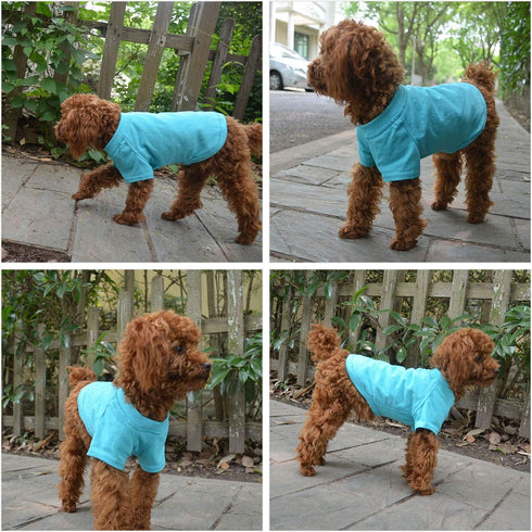Lovelonglong Pet Clothing Dog Costumes, Basic Blank T-Shirt Tee Shirts for Small Dogs (Turquoise, M)