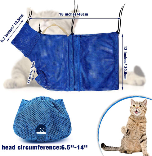 Weewooday 2 Pieces Cat Grooming Washer Mesh Bag - Adjustable Breathable Muzzles for Bathing and Nail Trimming
