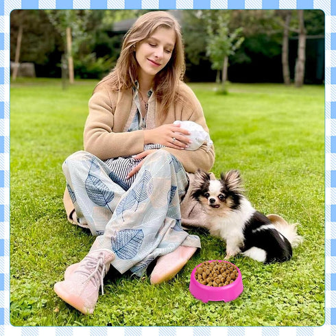 24Pcs Plastic Dog Bowls for Puppy Dogs, Reusable Pet Feeding Water Bowls, Cat, Kitten, Birthday Party Supplies (Rose