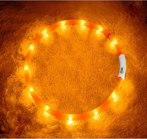 LED Dog Collar, USB Rechargeable Glowing Collar, 3 Flashing Modes, Water-Resistant for Small Medium Large Dogs