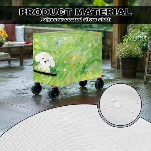 Xumfabuy 80-100 Patio Cooler Cover, Outdoor Bar Cart Cover for Quart Rolling Ice Chest Cooler, Grass Print Cart Covers