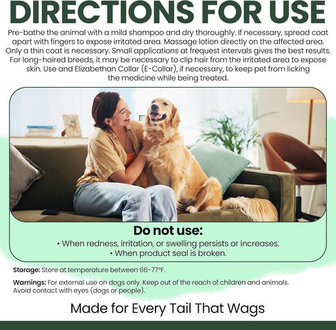 4 oz Chew + Heal Labs Hydrocortisone Lotion for Dogs - Anti Itch Cream for Irritated Skin, Flea Bites, Itching