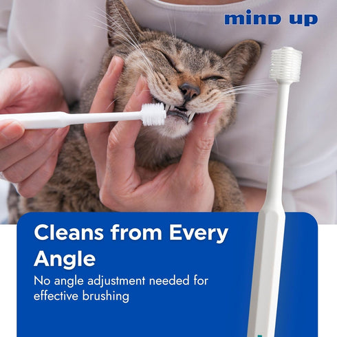 360 3EA MIND UP Cat Toothbrush with Cylinder Head, Brush Design for Cat Teeth Cleaning, Pet Toothbrush