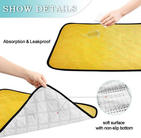 Zhirexin Lemon Yellow Washable Pee Pads for Dogs,Absorbent Reusable Puppy Pads Pet Training Pads for Whelping, Playpen