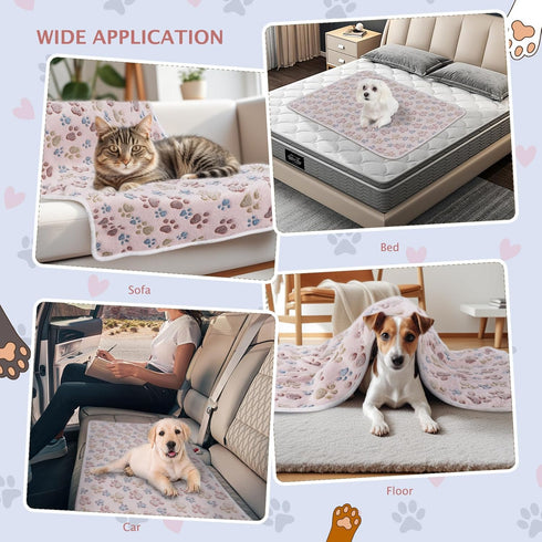 BVAGSS 6 Pack Small Dog Blanket, Super Soft Warm Pet Cover Blankets, Paw Print Puppy Fleece Flannel Blanket for Small