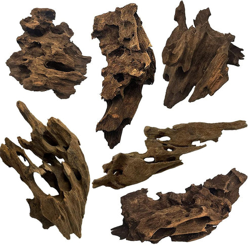 PINVNBY Large Natural Driftwood for Aquarium Decor, 6 PCS Assorted Sinkable Reptile Wood Branches
