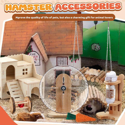 Sonwyoung 18 Set, 10 Set Pcs Hamster Toys Kinds Small Animal Chewing Toys, Maze Wood House, Silent Exercise Running