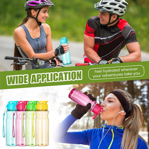 Tioncy 20 Pieces 17 oz Plastic Water Bottles for Adults — Lightweight, Leakproof Sport Drink Bottles with Handle Strap