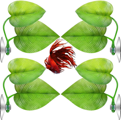 Boao 4 Pieces Betta Leaf Hammock, Betta Fish Pad for Tank Aquarium Spawning Grounds Breeding Resting Bed