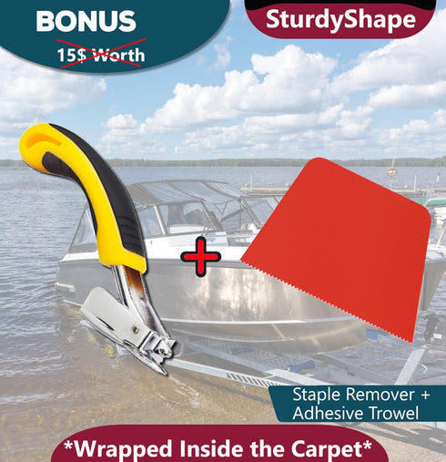 SturdyShape Boat Trailer Bunk Carpet Kit - 13ft x 12in 25oz Marine Carpet for Boat Bunk Board