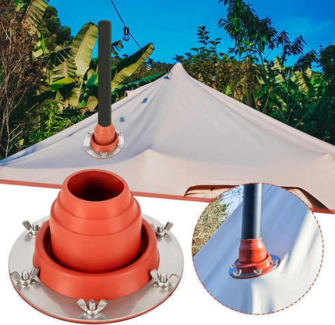Tent Stove Jack Kit, Silicone High Temp Flexible Roof Jack Pipe Boot for Bell Tent, Yurt, and Wood Burner