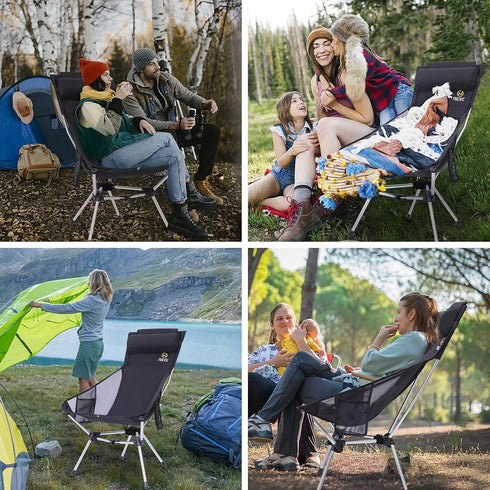 Backpacking 2 Nice C Ultralight High Back Folding Camping Chair, Collapsible Chair, Compact & Heavy Duty Outdoor