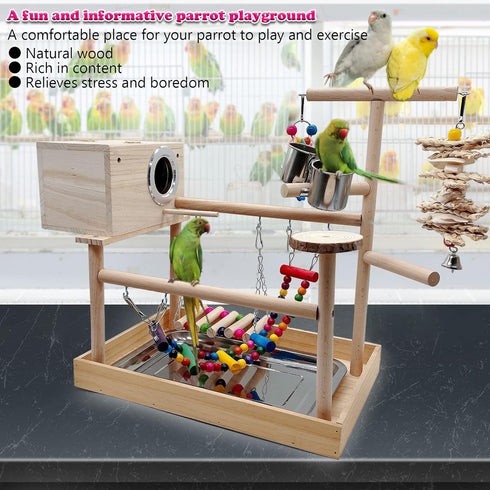 kathson Bird Playground,Parrot Play Stand,Parakeet Play Gym with Breeding Box and Food Cups,Cockatiel Perch Stand