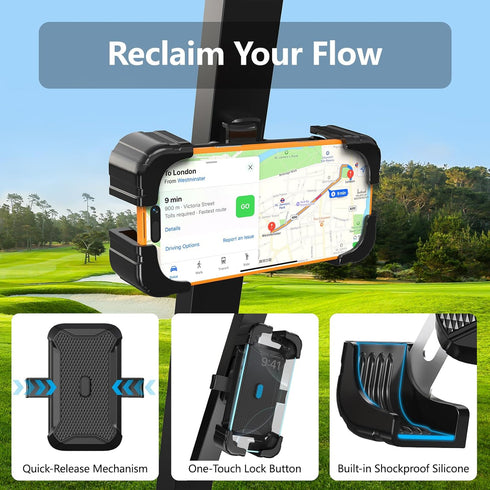 KingofKings 2026-360 Golf Cart Phone Holder, Golf Gifts for Men Him Dad Boyfriend, Golf Cart Accessories, Universal