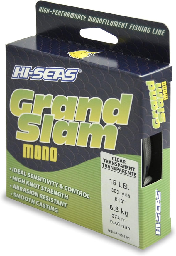 HI-SEAS Grand Slam Monofilament Fishing Line - Strong & Abrasion Resistant in Clear, Pink, Green, Smoke Blue, Yellow