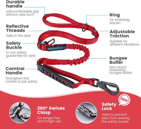 IOKHEIRA 6Ft/4Ft Dog Leash Rope for Large Dogs, Heavy Duty with Padded Handle and Reflective Threads