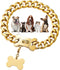 Gold Chain Dog Collar 19mm, 18K Cuban Link with Secure Snap Buckle for Small Medium Pitbull (26")