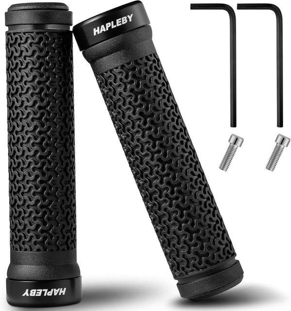 Hapleby Premium Bike Handlebar Grips - Single/Double Lock-on with Anti-Slip, Includes Allen Wrench 2PCS (Classic)