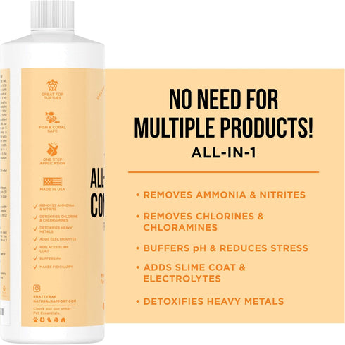 Aquarium Water Conditioner - Naturally Detoxifies and Removes Ammonia, Nitrite, Chlorine, and Chloramine from Saltwater and Freshwater (16 fl oz.)
