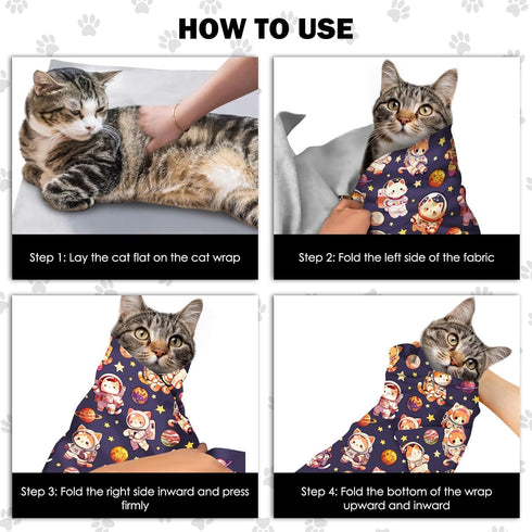 27.6"Cat Tool(6-10 lbs) Grooming Wrap, Self Adhesive Cat Wrap for Cutting Nails, Anti-Escape Calming Cat Swaddle Wrap