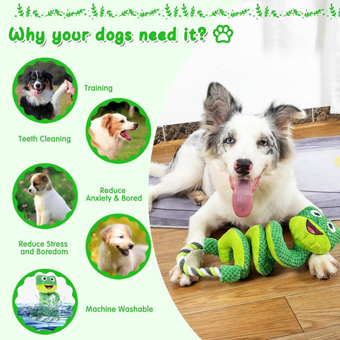 Interactive Plush Dog Chew Toys for Large Medium Small Breeds - Puppy Toys for Boredom and Tug of War