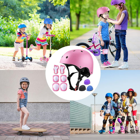 Kids Helmet Set, Adjustable Protection for Children 3-8 Years, Includes Elbow Pads, Knee Pads, Wrist Pads