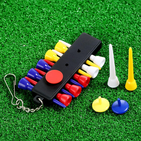 MUXSAM Black Golf Tee Holder for Bag, 1-Pack Carrier with 12 Tee Holes and 3 Ball Markers