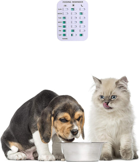 Dog Feeding Reminder, Magnetic or Double-Sided Adhesive Application, Weekdays AM/PM Indicators to Track Feeding