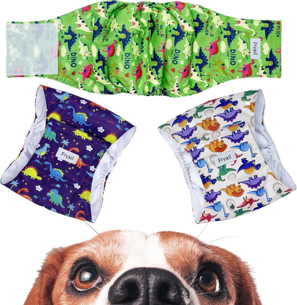 Washable Male Dog Diapers: Reusable Belly Bands for Puppy - 3 Pack