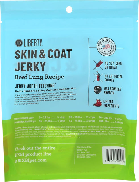 Treats,5 oz-USA BIXBI Liberty Skin & Coat Support Beef Lung recipe Dog Made Grain Free Dog Treats-Antioxidant Rich