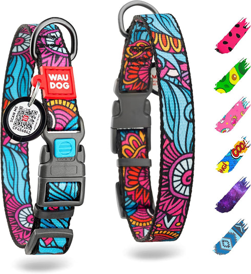 WAUDOG Nylon Dog Collar, Adjustable for Large, Small & Medium Dogs, Breakaway Puppy Collars
