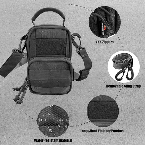Roaring Fire Tinder Tactical Molle Utility Pouch, EDC Tool Organizer with Removable Sling Strap for Hiking & Camping
