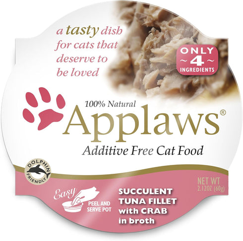Applaws MPM Products, Cat Food Succulent Tuna Fillet with Crab, 2.12 Ounce