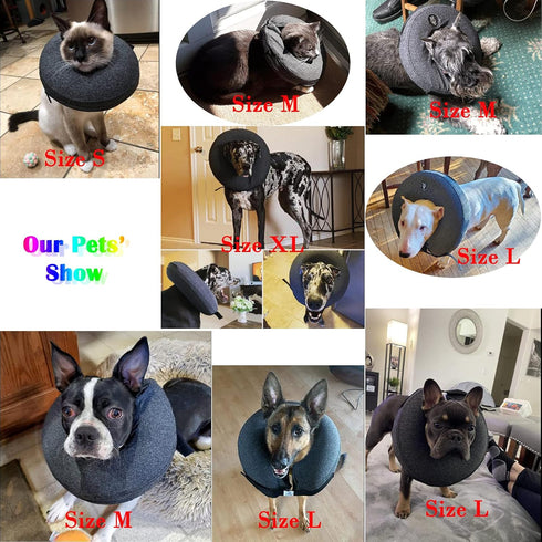Katoggy Inflatable Cone Collar for Surgery - Soft Adjustable Blow Up Donut E-Collar for Small Medium Large Dogs and Cats
