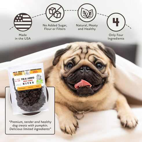 1 lb 100% Hank & Harley Training Bites, Beef Lung - USA Lean Protein Soft Dog Treats with Pumpkin. Natural & NO Added