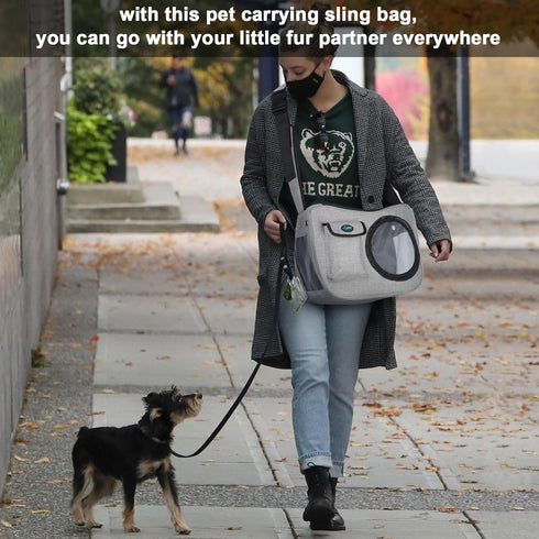 OWNPETS Pet Sling Carrier - Airline Approved Travel Bag for 10-15lb Small Dogs, Comfortable and Adjustable