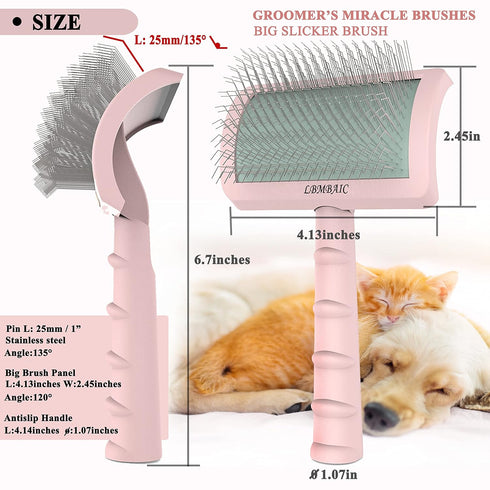 Slicker Brush for Dogs, Super Denser Soft Long Pin Slicker Dog Brush for Thick and Long Fur, 25mm (1'') Doodle Brush