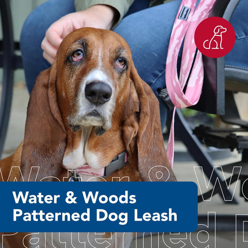 Water & Woods Patterned Dog Leash by Coastal Pet - Strong Dog Leash - Scissor Snap Closure - Fray-Resistant Nylon - Stylish Patterns - Bottomland Pink, 1" x 6'