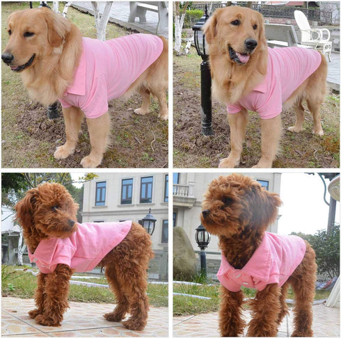 lovelonglong Basic Dog Polo Shirts – Premium Cotton T-Shirts for Large Medium Small Dogs, Pink XS, Two-Button Collar
