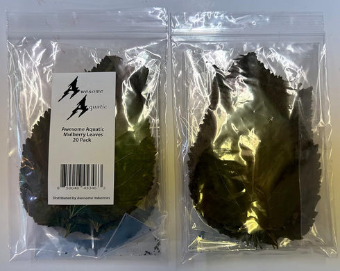 Awesome Aquatic Mulberry Shrimp Leaves - 20 pk Natural Botanical Leaf Food for Healthy Aquarium Habitat
