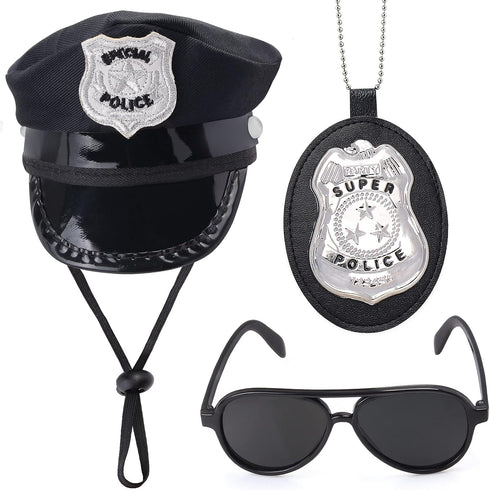 Yewong Pet Police Costume Accessory Set, Dog Cat Police Hat Badge and Sunglasses for Halloween Cosplay Party