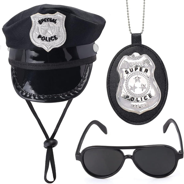 Yewong Pet Police Costume Accessory Set, Dog Cat Police Hat Badge and Sunglasses for Halloween Cosplay Party