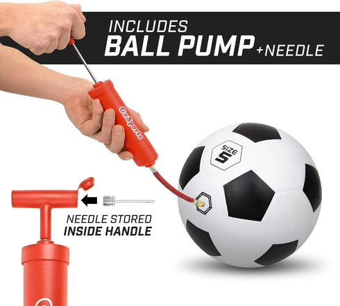 6 Pack GoSports Playground Soccer Balls - Durable Rubber for Play on Any Surface, Includes Ball Pump & Carry Bag