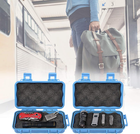 Waterproof Shockproof Box, Plastic Protective Hard Case, Outdoor Survival Box Hard Drive Case, Protective Grip Carry Phone Case Airtight Outdoor Survival Storage Container (S, Blue) by Yosoo Health Gear