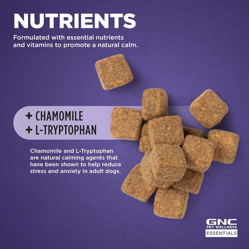 GNC for Pets Essentials Calming Soft Chew Dog Supplements | 60 Ct Bacon Flavor Chews for Calming and Relaxation