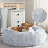 WNPETHOME Calming Dog Bed & Cat Bed, Anti-Anxiety Donut Small Dog Bed, Fluffy Faux Fur Cat Cushion Dog Bed for Small Dogs and Cats (20"/24"/27"/30") (20 x 20 x 8 Inch, light grey)